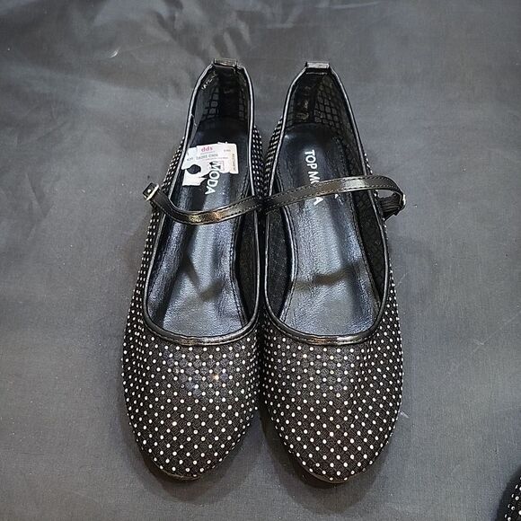 BRAND NEW TOP MODA MESH STUDDED  BUCKLE STRAP COMFORTABLE BALLERINA  FLA… - Picture 2 of 15